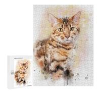 Jigsaw for Adults500 PCS Bengal Cat Watercolor Adult Jigsaw Puzzle Relaxing Games Stress Reliever Birthday Present, Gifts, 500 PCS