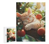 Jigsaw for Adults500 PCS Cat Sleeping on Apple Tree Branch Adult Jigsaw Puzzles Birthday Present Difficult And Challenge Birthday And Unique Gifts 500 PCS