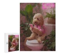 Jigsaw for Adults500 PCS Chill Poodle on Toilet with Phone Adult Jigsaw Puzzles Birthday Present Difficult And Challenge Birthday And Unique Gifts 500 PCS