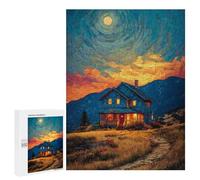 Jigsaw for Adults500 PCS Moonlit Cabin in Mountains Jigsaw for Teenagers For Family Fun Educational Challenge Unique Birthday And Gifts 500 PCS