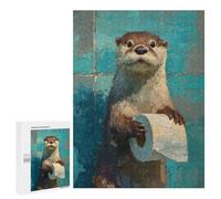 Jigsaw for Adults500 PCS Otter Holding Toilet Paper Roll Adult Jigsaw Puzzles Birthday Present Difficult And Challenge Birthday And Unique Gifts 500 PCS