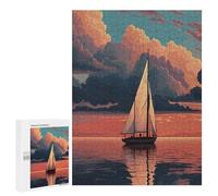 Jigsaw for Adults500 PCS Sailboat Sunset Reflection Jigsaw for Teenagers For Family Fun Educational Challenge Unique Birthday And Gifts 500 PCS