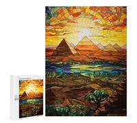 Jigsaw for Adults500 PCS Stained Glass Pyramid Sunset-1 Adult Jigsaw Puzzles Birthday Present Difficult And Challenge Birthday And Unique Gifts 500 PCS