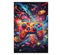 Jigsaw for Adults75x50cm/1000pcs Vibrant Gaming Controller Artwork -101 Teenagers Puzzles Toy Wall Decor Staycation Kill Time Birthday Present, Gifts, 75x50cm/1000pcs