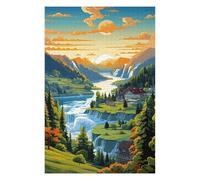 Jigsaw for Adults75x50cm/1000pcs Waterfall Valley Sunset Teenagers Puzzles Toy Wall Decor Staycation Kill Time Birthday Present, Gifts, 75x50cm/1000pcs