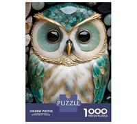 Jigsaw for Teenagers 1000 Pieces Abstract Jade Owl Kintsugi Puzzle for Adults Hands-on Game Home Decoration Fun at Home Activities, 38x26cm/1000pcs