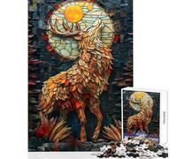 Jigsaw for Teenagers 1000 Pieces Abstract Raising Deer Practical Game Perfect Decoration Anti-Stress Toys Christmas Birthday Gifts (38x26cm)