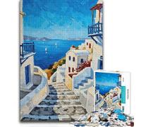 Jigsaw for Teenagers 1000 Pieces Aegean Vista Blues Toys Educational Games Difficult Challenge Birthday Gift (38x26cm)