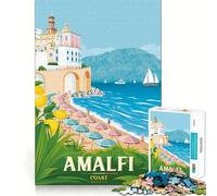 Jigsaw for Teenagers 1000 Pieces Amalfi Coast Italy Atrani Smooth Joint Fun Smart Brain Toy Restful Game Fun Birthday Decor Gift (50x75cm)