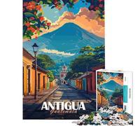 Jigsaw for Teenagers 1000 Pieces Antigua Guatemala Travel Poster Help The Brain Exercise Home Decoration Impossible Game for Age 14+ Game (38x52cm)