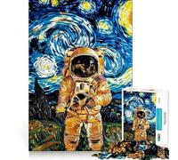 Jigsaw for Teenagers 1000 Pieces Astronaut in Starry Night Smooth Joint Fun Smart Brain Toy Restful Game Fun Birthday Decor Gift (38x26cm)