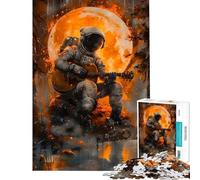 Jigsaw for Teenagers 1000 Pieces Astronaut Playing Guitar Puzzles for Adults Brain Teaser Game Precision Cutting Fun Activities at Home (Size 38x52cm)