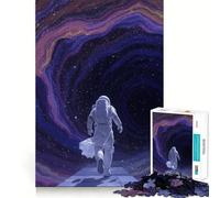 Jigsaw for Teenagers 1000 Pieces Astronaut Running Through Space Portal Smooth Joint Fun Smart Brain Toy Restful Game Fun Birthday Decor Gift (38x26cm)
