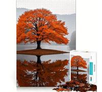 Jigsaw for Teenagers 1000 Pieces Autumn Tree Reflection in Lake Nature Smooth Joint Fun Smart Brain Toy Restful Game Fun Birthday Decor Gift (38x52cm)