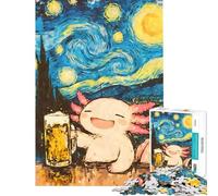 Jigsaw for Teenagers 1000 Pieces Axolotl Beer Starry Night Help The Brain Exercise Home Decoration Impossible Game for Age 14+ Game (38x26cm)