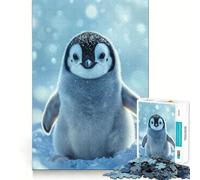 Jigsaw for Teenagers 1000 Pieces Baby Penguin Snow Stroll Smooth Joint Fun Smart Brain Toy Restful Game Fun Birthday Decor Gift (38x52cm)