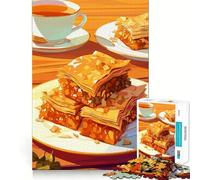 Jigsaw for Teenagers 1000 Pieces Baklava And Tea Still Life Smooth Joint Fun Smart Brain Toy Restful Game Fun Birthday Decor Gift (38x26cm)