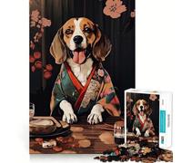 Jigsaw for Teenagers 1000 Pieces Beagle Dog Japanese Food Premium Cut Fun Logic Skill Play Easy Time Play Christmas Art Display (38x26cm)