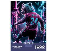 Jigsaw for Teenagers 1000 Pieces Bear Playing Football Jigsaw for Adults Hands-on Game Precision Cutting Fun Activities at Home 38x26cm/1000pcs