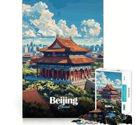 Jigsaw for Teenagers 1000 Pieces Beijing Cityscape Premium Cut Fun Logic Skill Play Easy Time Play Christmas Art Display (38x52cm)