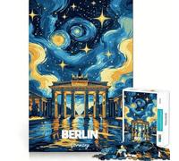 Jigsaw for Teenagers 1000 Pieces Berlin Germany Starry Night Art Premium Cut Fun Logic Skill Play Easy Time Play Christmas Art Display (38x26cm)