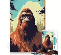 Jigsaw for Teenagers 1000 Pieces Bigfoot Simple Vector Art Premium Cut Fun Logic Skill Play Easy Time Play Christmas Art Display (38x26cm)
