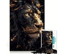 Jigsaw for Teenagers 1000 Pieces Black And Gold Lions Premium Cut Fun Logic Skill Play Easy Time Play Christmas Art Display (50x75cm)