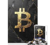 Jigsaw for Teenagers 1000 Pieces Black And Gold Marble Bitcoin Hands-on Game Presents for Women Educational Toy Christmas Birthday Gifts (38X26CM)