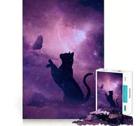 Jigsaw for Teenagers 1000 Pieces Black Cat And Butterfly Premium Cut Fun Logic Skill Play Easy Time Play Christmas Art Display (38x26cm)