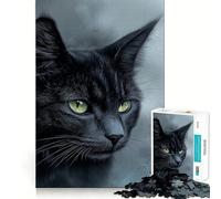 Jigsaw for Teenagers 1000 Pieces Black Cat Portrait Seamless Fit Art, Creative Skill Toy, Rest Time Play, Xmas Decor Gift (38x26cm)