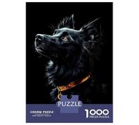 Jigsaw for Teenagers 1000 Pieces Black & Gold Australian Shepherd Jigsaw for Adults Hands-on Game Precision Cutting Fun Activities at Home 38x26cm/1000pcs