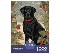 Jigsaw for Teenagers 1000 Pieces Black Labrador in Winter Jigsaw for Adults Hands-on Game Precision Cutting Fun Activities at Home 38x26cm/1000pcs