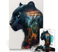 Jigsaw for Teenagers 1000 Pieces Black Leopard Seamless Fit Art, Creative Skill Toy, Rest Time Play, Xmas Decor Gift (38x52cm)