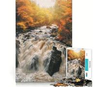 Jigsaw for Teenagers 1000 Pieces Black Linn Falls Hermitage Seamless Fit Art, Creative Skill Toy, Rest Time Play, Xmas Decor Gift (38x26cm)