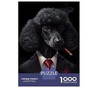 Jigsaw for Teenagers 1000 Pieces Black Poodle Gangster Suit Jigsaw for Adults Hands-on Game Precision Cutting Fun Activities at Home 52x38cm/1000pcs