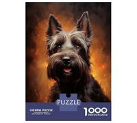 Jigsaw for Teenagers 1000 Pieces Black Scottish Terrier Portrait Jigsaw for Adults Hands-on Game Precision Cutting Fun Activities at Home 70x50cm/1000pcs