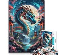 Jigsaw for Teenagers 1000 Pieces Blue Dragon Angry Fantasy Toys Educational Games Difficult Challenge Birthday Gift (38x26cm)