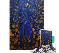Jigsaw for Teenagers 1000 Pieces Blue Macaw Parrot in Starry Night Challenging To Complete A Work of Art Educational Toy Suitable for People Aged 14 And Above (38x52cm)