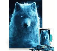 Jigsaw for Teenagers 1000 Pieces Blue Wolf Portrait Seamless Fit Art, Creative Skill Toy, Rest Time Play, Xmas Decor Gift (38x52cm)