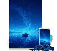 Jigsaw for Teenagers 1000 Pieces Boat Beneath The Night Sky Seamless Fit Art, Creative Skill Toy, Rest Time Play, Xmas Decor Gift (38x26cm)