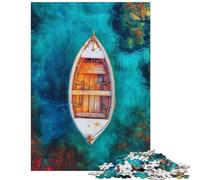 Jigsaw for Teenagers 1000 Pieces Boat on Turquoise Waters Jigsaw for Teenagers Pattern Assembly Every Piece Is Unique Unique Birthday And Gifts (38x26cm/1000pcs)