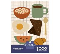 Jigsaw for Teenagers 1000 Pieces Breakfast Still Life Illustration Adult Jigsaw Puzzle Relaxing Games Precision Cutting Fun at Home Activities, 38x26cm/1000pcs