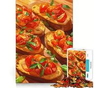 Jigsaw for Teenagers 1000 Pieces Bruschetta with Tomatoes And Basil Flawless Edge Fun Mind Game Gift Cozy Fun Time Christmas Wall Art (38x26cm)