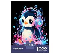 Jigsaw for Teenagers 1000 Pieces Bubble Penguin Headphones Adult Jigsaw Puzzle Relaxing Games Difficult Challenge Christmas Birthday Gifts 38x26cm/1000pcs