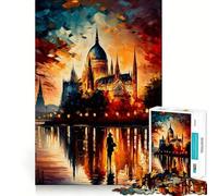 Jigsaw for Teenagers 1000 Pieces Budapest in Color Tight Cut Fun Problem Solve Fun Relax Fun Time Christmas Art Display (38x26cm)