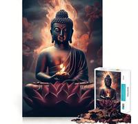 Jigsaw for Teenagers 1000 Pieces Buddha Pink Lotus Candle Tight Cut Fun Problem Solve Fun Relax Fun Time Christmas Art Display (50x75cm)