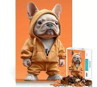 Jigsaw for Teenagers 1000 Pieces Bulldog And A Human Body Tight Cut Fun Problem Solve Fun Relax Fun Time Christmas Art Display (38x52cm)