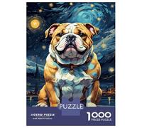 Jigsaw for Teenagers 1000 Pieces Bulldog Animals Night Sky Puzzle for Adults Relaxing Games Birthday Present Fun at Home Activities, 38x26cm/1000pcs