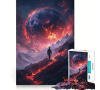 Jigsaw for Teenagers 1000 Pieces Burning Planet Landscape Tight Cut Fun Problem Solve Fun Relax Fun Time Christmas Art Display (50x75cm)