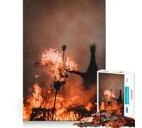 Jigsaw for Teenagers 1000 Pieces Burning Torch in Smoke Flawless Edge Fun Mind Game Gift Cozy Fun Time Christmas Wall Art (38x52cm)